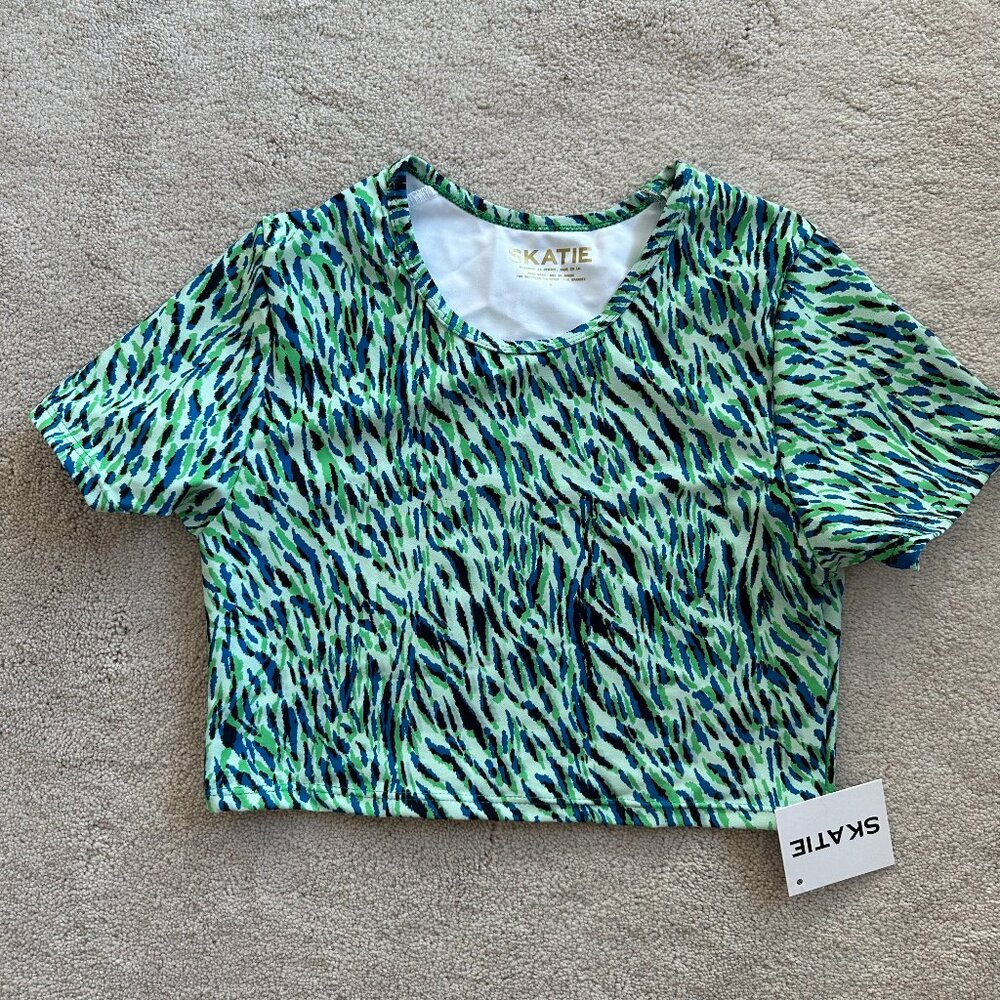 Skatie Piper Short Sleeve Cropped Bikini Top